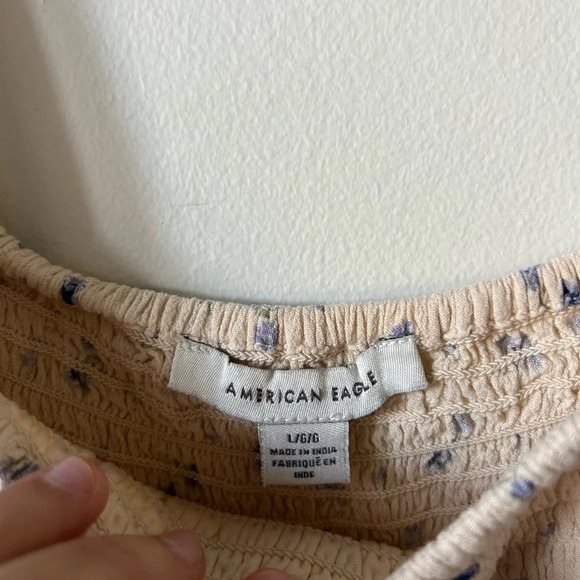 American Eagle Boho Ivory and Blue Floral Romper - Picture 5 of 5